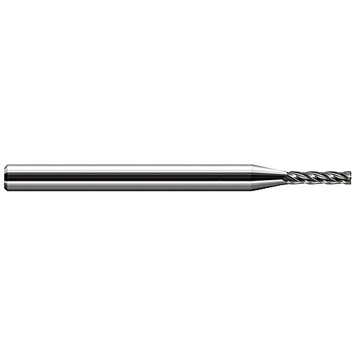 Miniature End Mills - Long Flute - 0.0620″ (1/16″) Cutter Diameter × 0.0100″ Radius × 0.3120″ (5/16″) Length of Cut Carbide Corner Radius End Mill, 4 Flutes