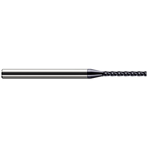 Miniature End Mills - Long Flute - 0.1180″ Cutter Diameter × 0.0100″ Radius × 0.9500″ Length of Cut Carbide Corner Radius End Mill, 4 Flutes, AlTiN Coated