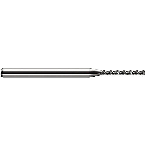 Miniature End Mills - Long Flute - 0.0470″ (3/64″) Cutter Diameter × 0.0150″ (1/64″) Radius × 0.3750″ (3/8″) Length of Cut Carbide Corner Radius End Mill, 4 Flutes