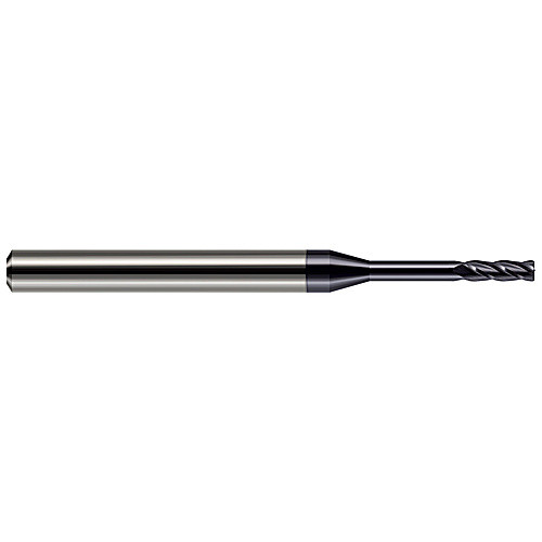 ‎4 Flute - 0.1180″ (3 mm) Cutter DIA × 0.0100″ Radius × 0.3540″ LOC × 0.9500″ Reach - AlTiN Coated Miniature End Mills - Corner Radius - Long Reach, Standard Flute