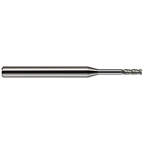 ‎4 Flute - 0.1250″ (1/8) Cutter DIA × 0.0200″ Radius × 0.3750″ (3/8) LOC × 1.0000″ (1) Reach Miniature End Mills - Corner Radius - Long Reach, Standard Flute