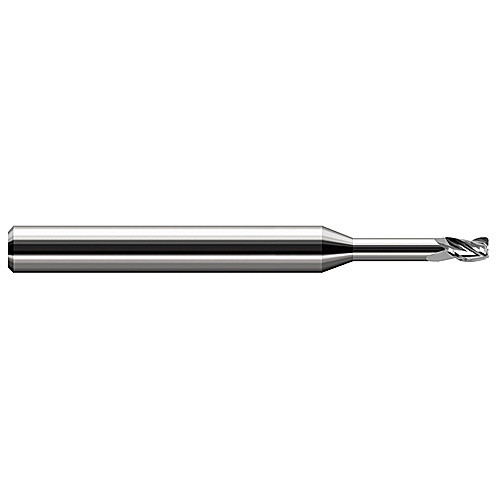 Miniature End Mills - Long Reach, Stub Flute - 0.0930″ (3/32″) Cutter Diameter × 0.0050″ Radius × 0.1390″ Length of Cut × 0.5000″ (1/2″) Reach Carbide Corner Radius End Mill, 3 Flutes