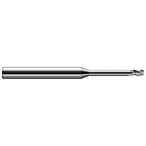 Miniature End Mills - Long Reach, Stub Flute - 0.0470″ (3/64″) Cutter Diameter × 0.0050″ Radius × 0.0700″ Length of Cut × 0.3750″ (3/8″) Reach Carbide Corner Radius End Mill, 3 Flutes
