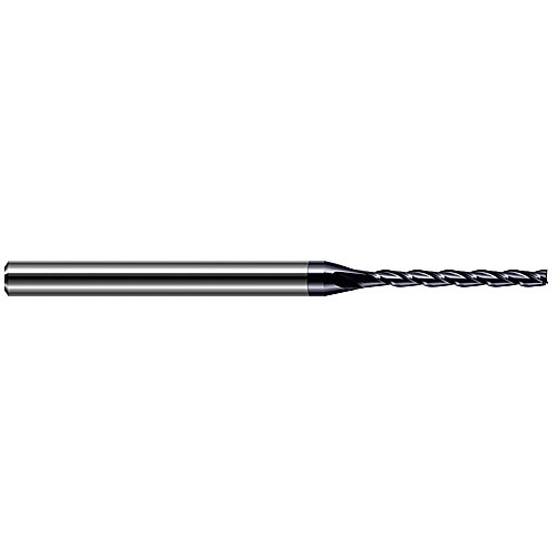 Miniature End Mills - Long Flute - 0.0620″ (1/16″) Cutter Diameter × 0.6250″ (5/8″) Length of Cut Carbide Square End Mill, 3 Flutes, AlTiN Coated
