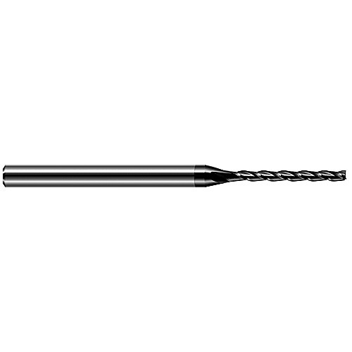 Miniature End Mills - Long Flute - 0.0850″ Cutter Diameter × 0.7500″ (3/4″) Length of Cut Carbide Square End Mill, 3 Flutes, Amorphous Diamond Coated