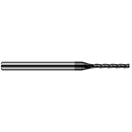 Miniature End Mills - Long Flute - 0.0470″ (3/64″) Cutter Diameter × 0.3750″ (3/8″) Length of Cut Carbide Square End Mill, 3 Flutes, Amorphous Diamond Coated