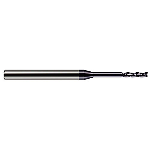 Miniature End Mills - Long Reach, Long Flute - 0.0300″ Cutter Diameter × 0.1500″ Length of Cut Carbide Square End Mill, 3 Flutes, AlTiN Coated