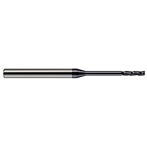 Miniature End Mills - Long Reach, Long Flute - 0.0950″ Cutter Diameter × 0.7500″ (3/4″) Length of Cut Carbide Square End Mill, 3 Flutes, AlTiN Coated
