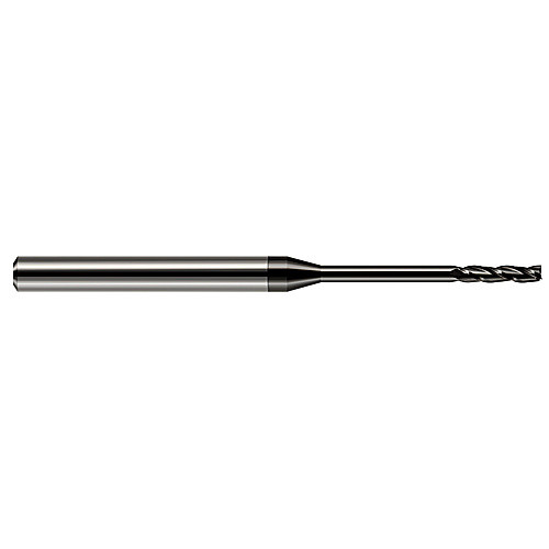 Miniature End Mills - Long Reach, Long Flute - 0.0780″ (5/64″) Cutter Diameter × 0.5000″ (1/2″) Length of Cut Carbide Square End Mill, 3 Flutes, Amorphous Diamond Coated