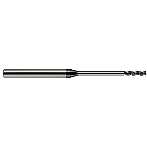 Miniature End Mills - Long Reach, Long Flute - 0.0850″ Cutter Diameter × 0.7500″ (3/4″) Length of Cut Carbide Square End Mill, 3 Flutes, AlTiN Coated