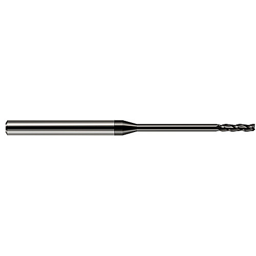Miniature End Mills - Long Reach, Long Flute - 0.0620″ (1/16″) Cutter Diameter × 0.5000″ (1/2″) Length of Cut Carbide Square End Mill, 3 Flutes, Amorphous Diamond Coated