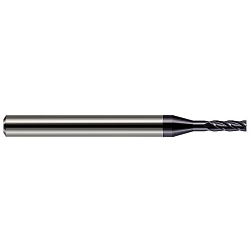 Miniature End Mills - Long Reach, Standard Flute - 0.0930″ (3/32″) Cutter Diameter × 0.2790″ Length of Cut × 0.5000″ (1/2″) Reach Carbide Square End Mill, 4 Flutes, AlTiN Coated