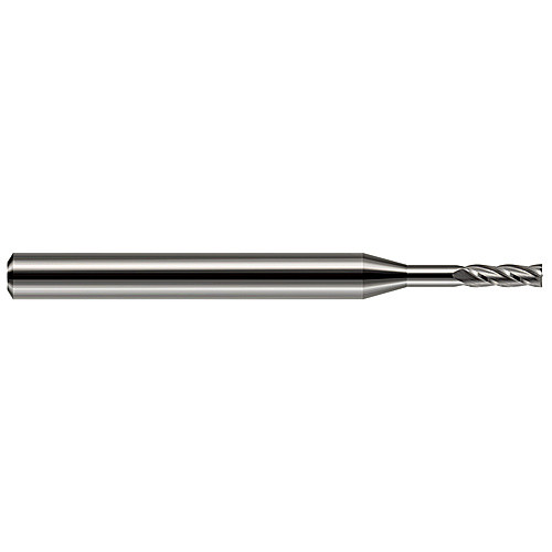 Miniature End Mills - Long Reach, Standard Flute - 0.1000″ Cutter Diameter × 0.3000″ Length of Cut × 0.6250″ (5/8″) Reach Carbide Square End Mill, 4 Flutes