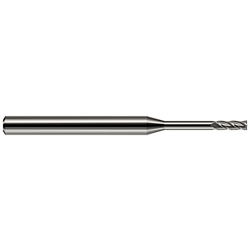 Miniature End Mills - Long Reach, Standard Flute - 0.0400″ Cutter Diameter × 0.1200″ Length of Cut × 0.3600″ Reach Carbide Square End Mill, 4 Flutes