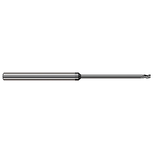 ‎3 Flute - 0.0310″ (1/32) Cutter DIA × 0.0460″ LOC × 0.5650″ Reach - Amorphous Diamond Coated Miniature End Mills - Square - Long Reach, Stub Flute
