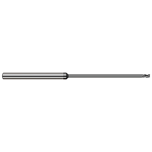 ‎3 Flute - 0.0150″ (1/64) Cutter DIA × 0.0220″ LOC × 0.3750″ (3/8) Reach - Amorphous Diamond Coated Miniature End Mills - Square - Long Reach, Stub Flute
