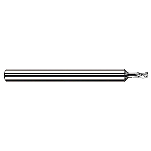 Miniature End Mills - Long Reach, Stub Flute - 0.1000″ Cutter Diameter × 0.1500″ Length of Cut × 0.3000″ Reach Carbide Square End Mill, 3 Flutes