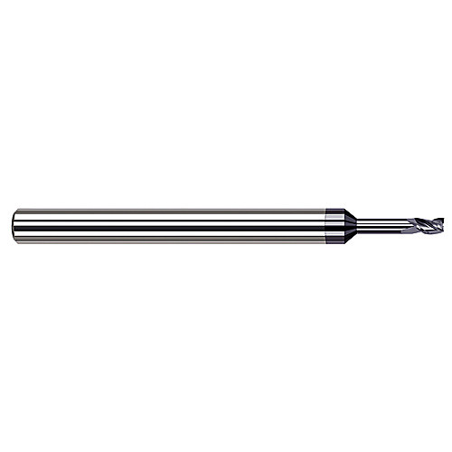 Miniature End Mills - Long Reach, Stub Flute - 0.0230″ Cutter Diameter × 0.0350″ Length of Cut × 0.1150″ Reach Carbide Square End Mill, 3 Flutes, AlTiN Coated