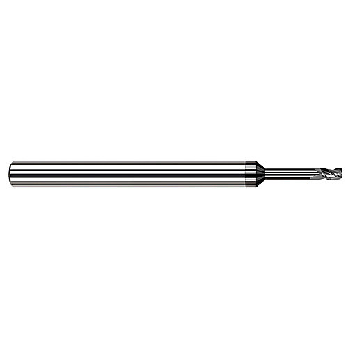 ‎3 Flute - 0.0310″ (1/32) Cutter DIA × 0.0460″ LOC × 0.1870″ (3/16) Reach - Amorphous Diamond Coated Miniature End Mills - Square - Long Reach, Stub Flute