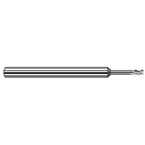 Miniature End Mills - Long Reach, Stub Flute - 0.0620″ (1/16″) Cutter Diameter × 0.0930″ (3/32″) Length of Cut × 0.3750″ (3/8″) Reach Carbide Square End Mill, 3 Flutes