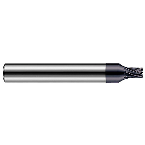 End Mills for Hardened Steels - 0.0310″ (1/32″) Cutter Diameter × 0.0050″ Radius × 0.0470″ (3/64″) Length of Cut Carbide Corner Radius End Mill for Hardened Steels, 7 Flutes, AlTiN Nano Coated
