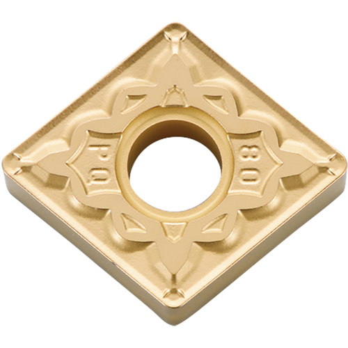 CNMG 431 PQ CA025P, 1/64″ Corner Radius, 3/16″ Thick, 1/2″ Inscribed Circle, TiCl2O3/TiN, 80 Degree Diamond, Turning Indexable Insert
