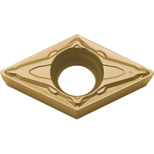 DCMT 3252 PP CA510, 1/32″ Corner Radius, 5/32″ Thick, 3/8″ Inscribed Circle, TiCnulll2O3/TiN, Diamond, Turning Indexable Insert