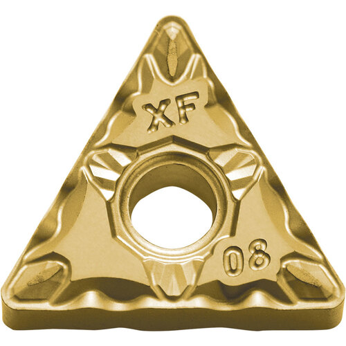 TNMG 332 XF CCX, 1/32″ Corner Radius, 3/16″ Thick, 3/8″ Inscribed Circle,  TiCl2O3/Tin, 60 Degree Triangle, Turning Indexable Insert