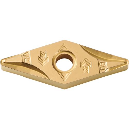 VNMG 331 VC CA025P, 1/64″ Corner Radius, 3/16″ Thick, 3/8″ Inscribed Circle, TiCl2O3/TiN, 35 Degree Diamond, Turning Indexable Insert