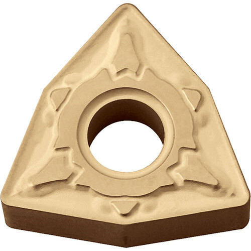 WNMG 432 GT CA515, 1/32″ Corner Radius, 3/16″ Thick, 1/2″ Inscribed Circle, TiCnulll2O3/TiN, Trigon, Turning Indexable Insert