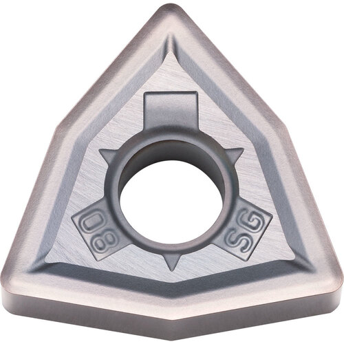 WNMG 433 SG PR015S, 3/64″ Corner Radius, 3/16″ Thick, 1/2″ Inscribed Circle, MEGACOAT HARD, 80 Degree Trigon, Turning Indexable Insert