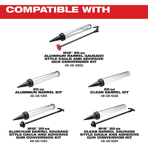 M12 20 oz Aluminum Barrel Sausage Style Caulk and Adhesive Gun Kit