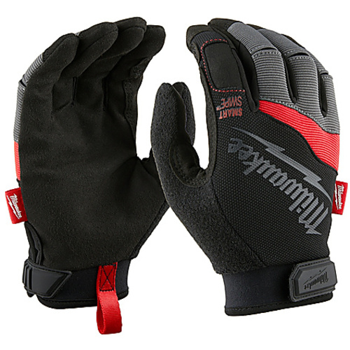 Leather Work & Drivers Gloves; Red/Black/Gray, Synthetic Leather, Size Medium