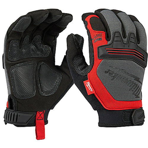 Demolition Gloves; Red/Black/Gray, Fabric, Size X-Large