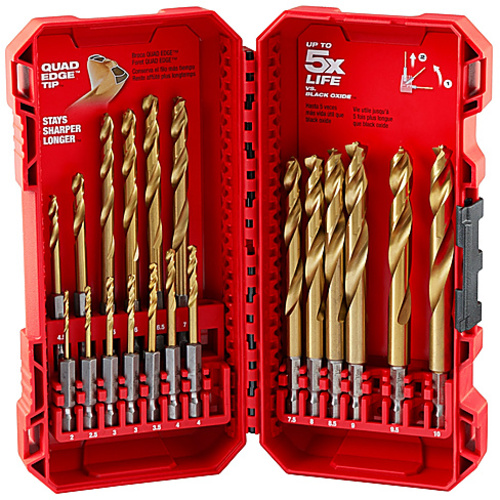 SHOCKWAVE Impact Duty RED HELIX Titanium Metric Drill Bit  Set - 19PC