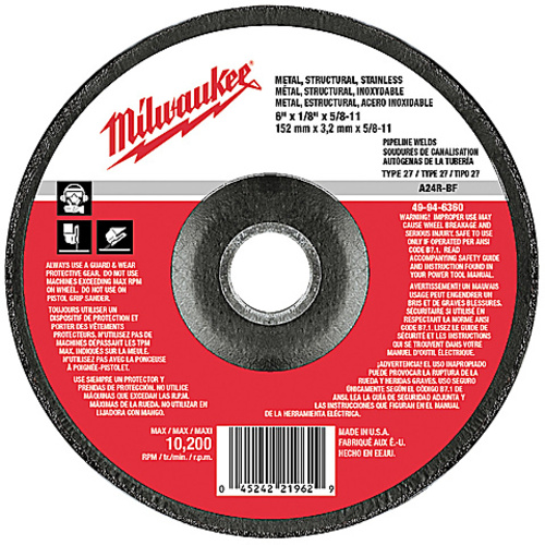 ‎6″ × 1/8″ × 5/8-11″ Grinding Wheel (Type 27)