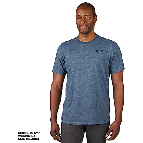 HYBRID WORK TEE-SS-BLUE L