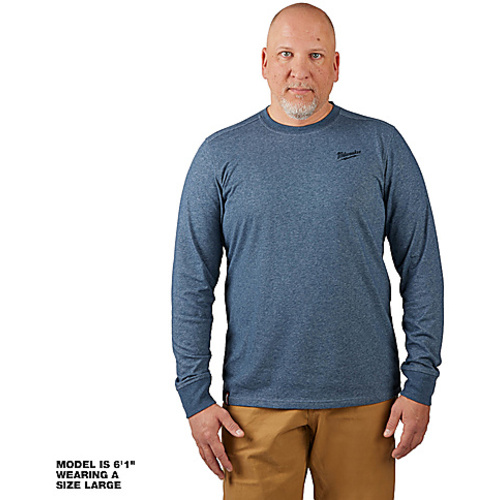 HYBRID WORK TEE-LS-BLU 2X
