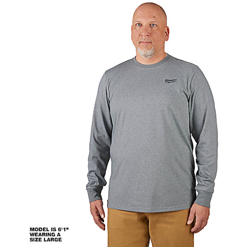 HYBRID WORK TEE-LS-GRAY L