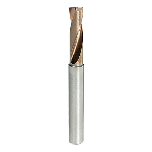 MFE1450X02S160 DP1020 14.5 mm Dia. × 16 mm Shank × 58 mm Flute Length × 111 mm OAL, 180°, 2 Flute, External Coolant, Solid Carbide Drill