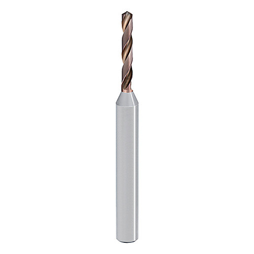 MVS0300X05S060 DP1020 3 mm Dia. × 6 mm Shank × 28.5 mm Flute Length × 81.5 mm OAL, 140°, 2 Flute, Coolant Thru, Solid Carbide Drill