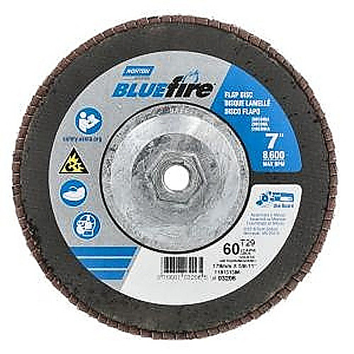 7″ × 1/4″ × 5/8″ 20X High Performance Flap Disc Type 29 60 Grit