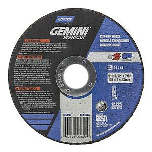 5″ × 0.090″ × 7/8″ Gemini Right Angle Cut-Off Wheel Type 01 Straight Aluminum Oxide