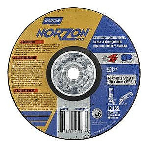 ‎6″ × 1/8″ × 5/8″-11 NorZon Plus Non-Woven Depressed Center Wheel Type 27 24 Grit