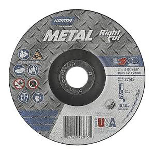 6″ × 0.045″ × 7/8″ Norton Metal Non-Woven Depressed Center Wheel Type 27 60 Grit