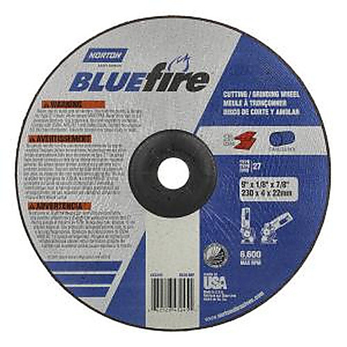 9″ × 1/8″ × 7/8″ BlueFire Non-Woven Depressed Center Wheel Type 27 Zirconia Alumina / Aluminum Oxide