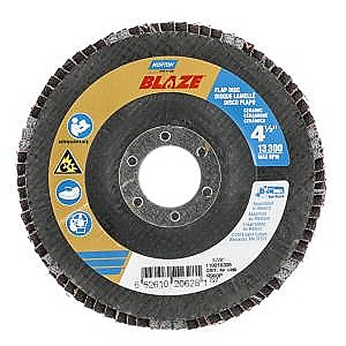 ‎4-1/2 × 7/8″ Blaze Fiberglass HD Flat Flap Disc Type 27 40 Grit R980P Premium Ceramic Alumina