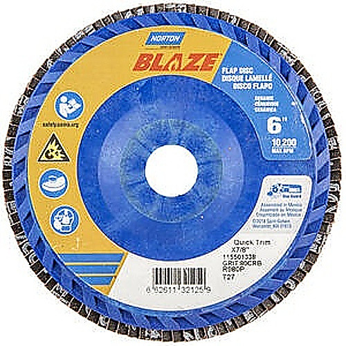 6″ × 7/8″ 40 Grit Type 27 Blaze Flap Disc
