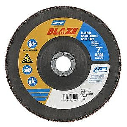 7 × 7/8″ Blaze Fiberglass Conical Flap Disc Type 29 60 Grit R980P Premium Ceramic Alumina