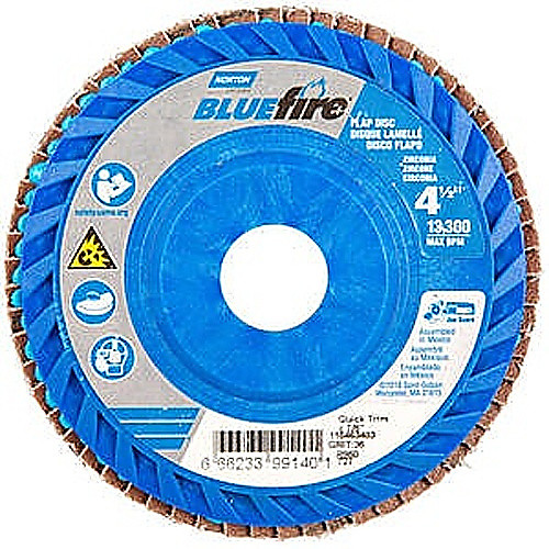 ‎4-1/2 × 7/8″ BlueFire Plastic Flat Flap Disc Type 27 P36 Grit R884P Zirconia Alumina